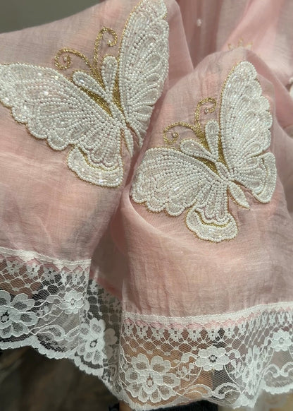 Ensemble Kurta Mulmul Rose Poudré Éthéré Flutter