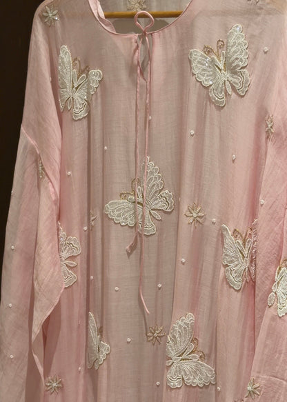 Ensemble Kurta Mulmul Rose Poudré Éthéré Flutter