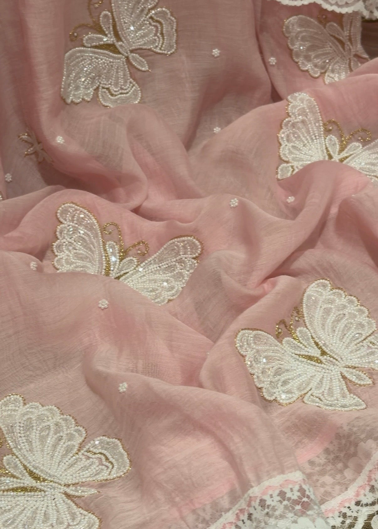 Ensemble Kurta Mulmul Rose Poudré Éthéré Flutter