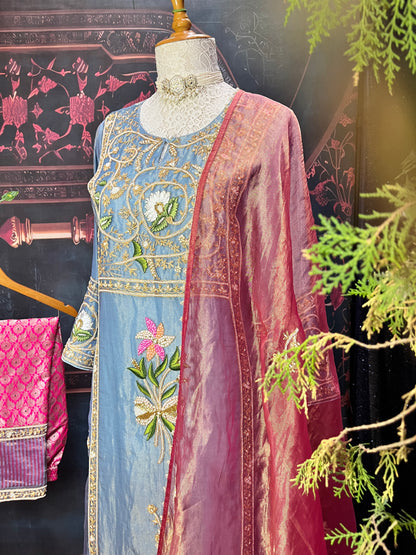 Tissue Kurta Set with Dupatta and Pants