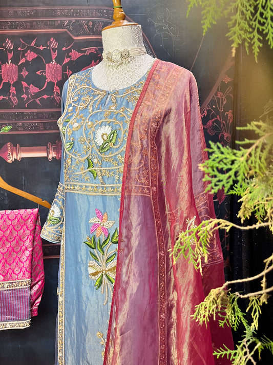 Tissue Kurta Set with Dupatta and Pants
