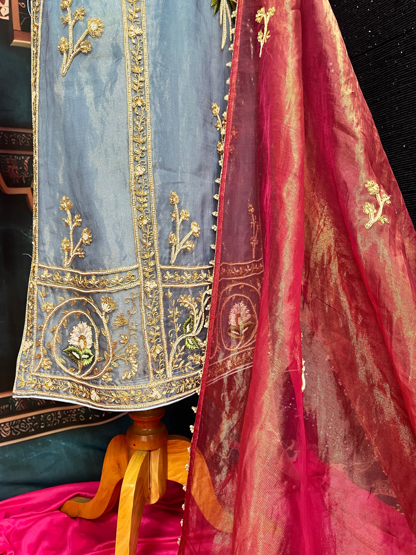 Tissue Kurta Set with Dupatta and Pants