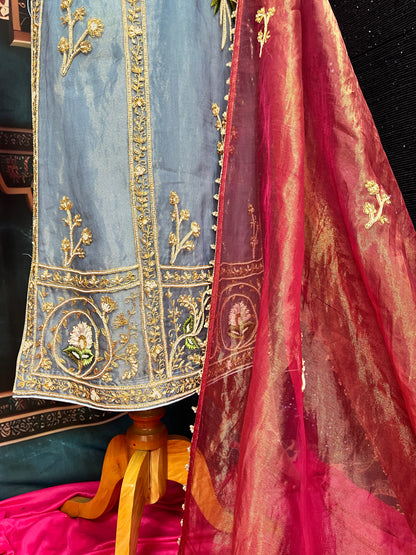 Tissue Kurta Set with Dupatta and Pants