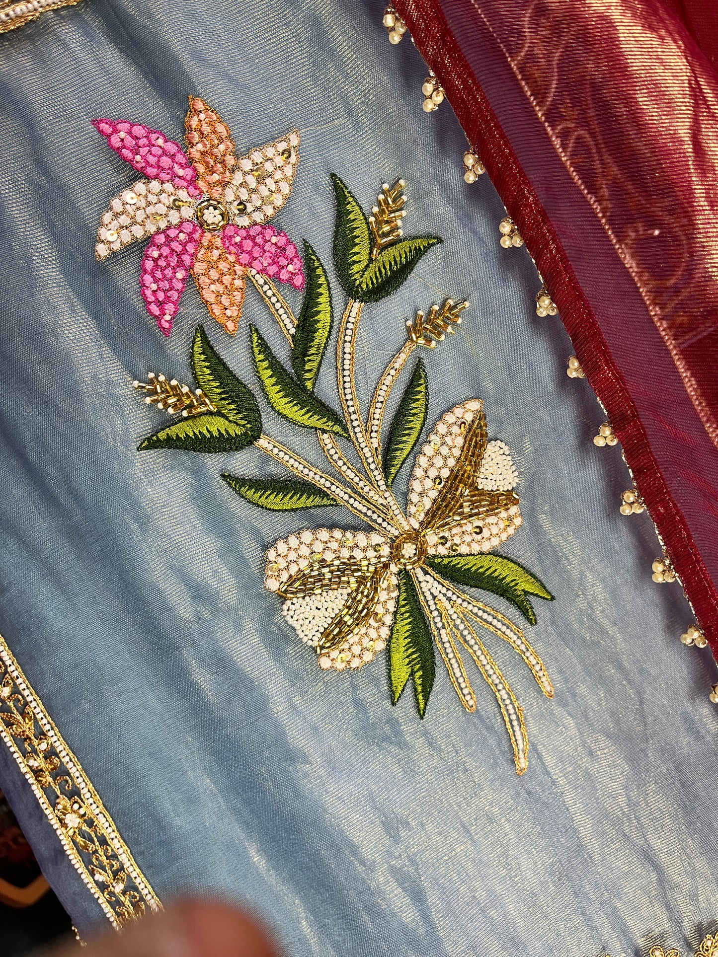 Tissue Kurta Set with Dupatta and Pants