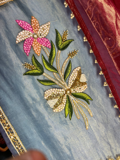 Tissue Kurta Set with Dupatta and Pants