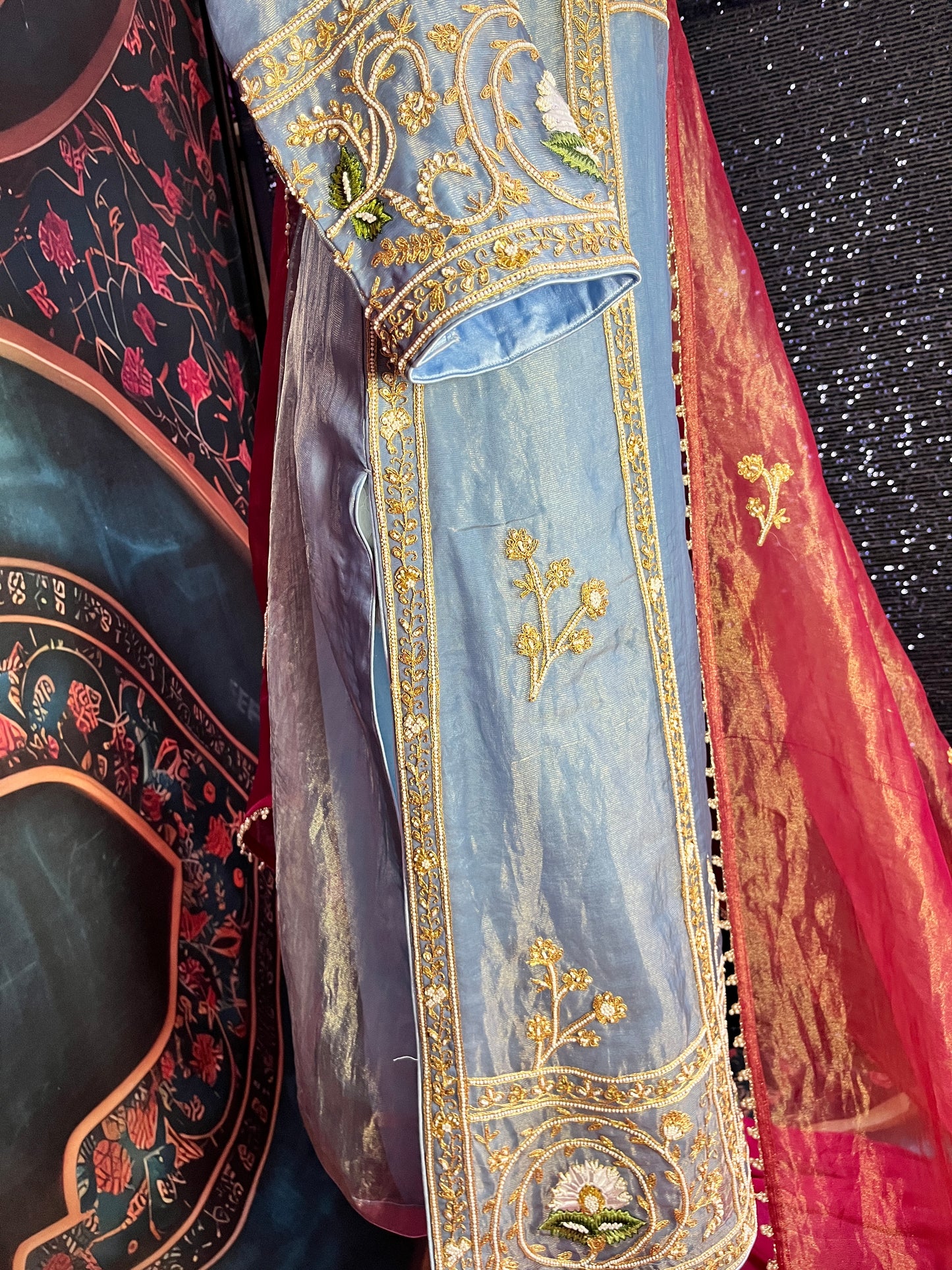 Tissue Kurta Set with Dupatta and Pants