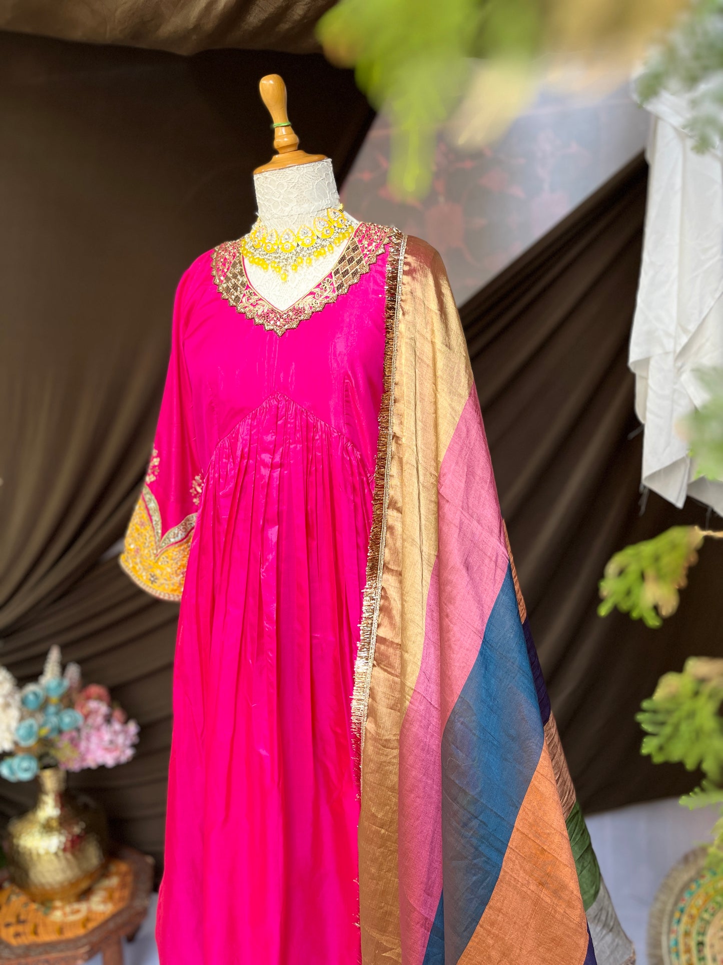 Vibrant Festive Silk Anarkali Set