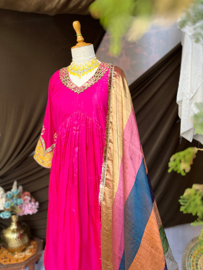 Vibrant Festive Silk Anarkali Set