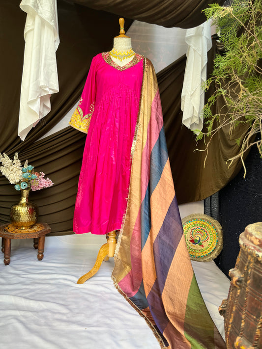 Vibrant Festive Silk Anarkali Set