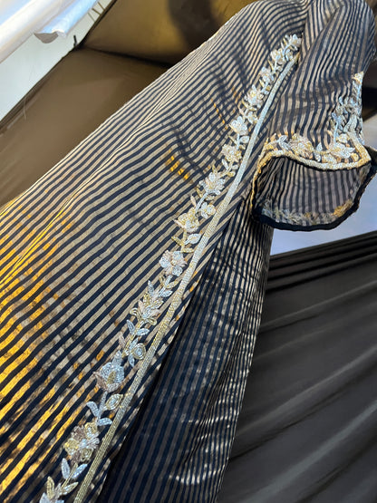 Black and Golden Tissue Kurta Set