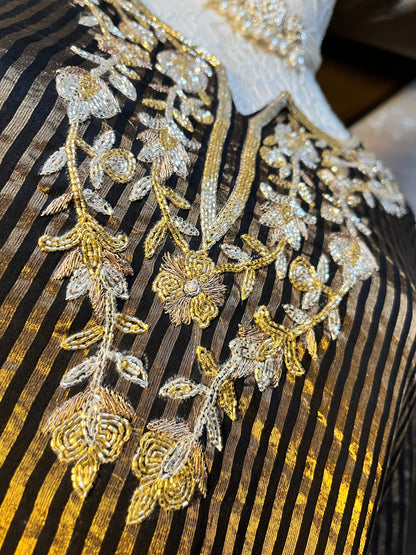 Black and Golden Tissue Kurta Set