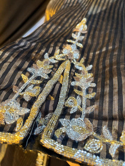 Black and Golden Tissue Kurta Set