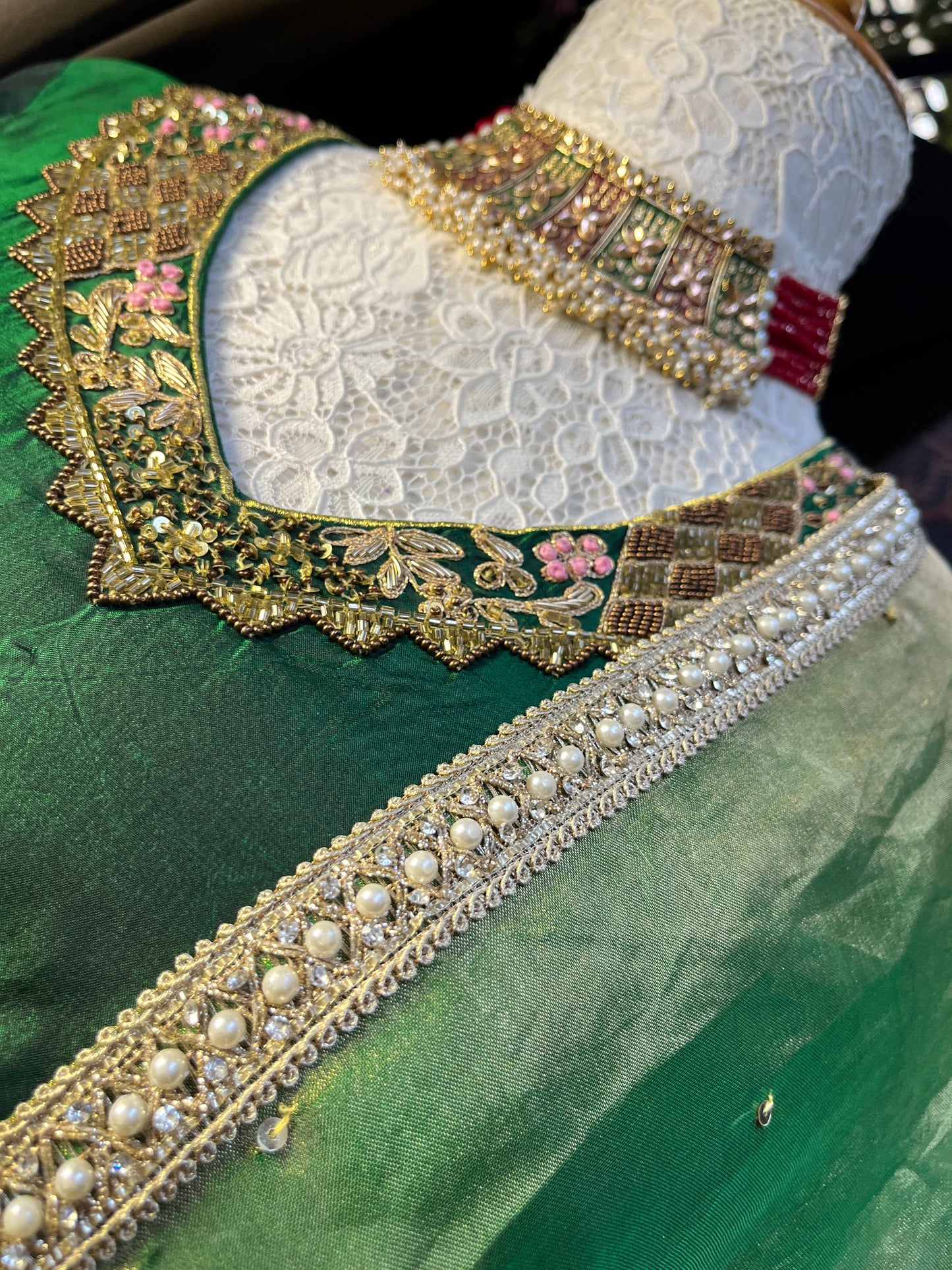 Vibrant Festive Green Silk Anarkali Set (Set of 3)