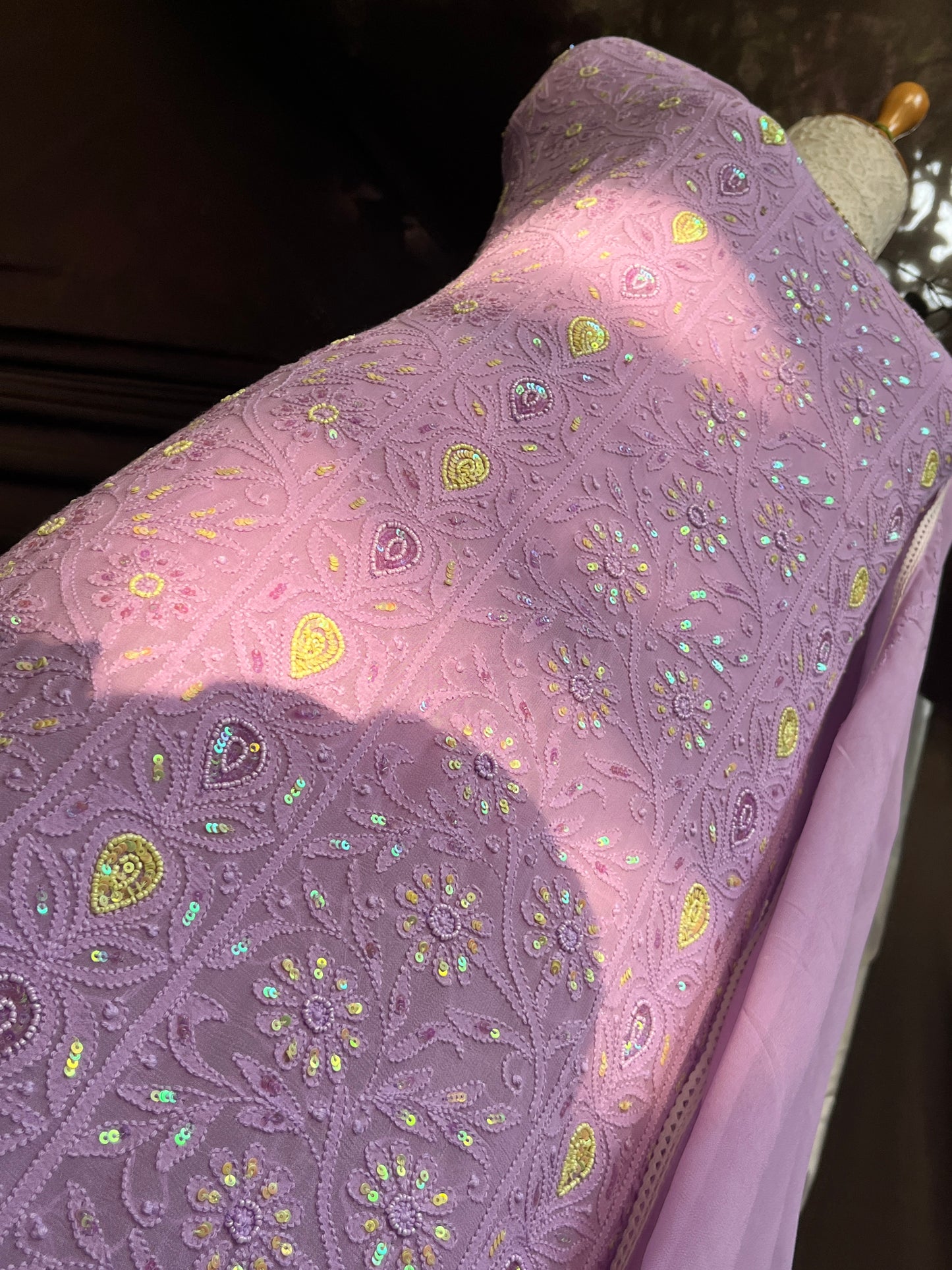 Lavender Georgette Straight Kurta Set