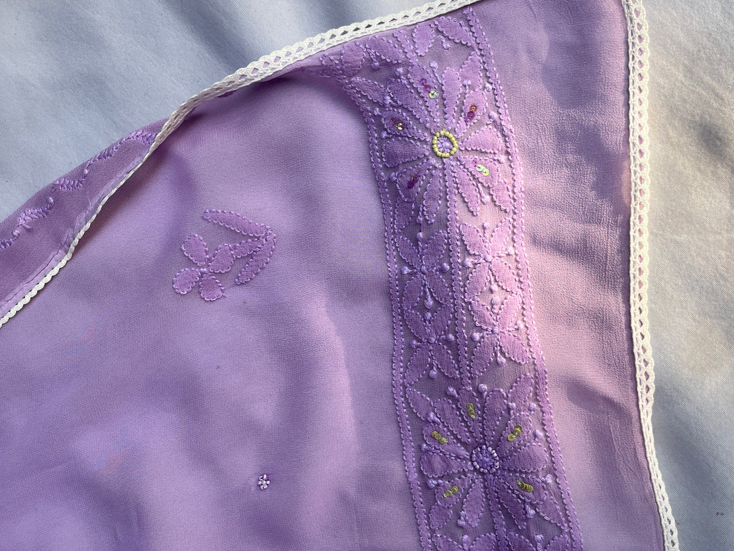Lavender Georgette Straight Kurta Set