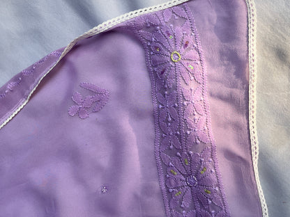 Lavender Georgette Straight Kurta Set