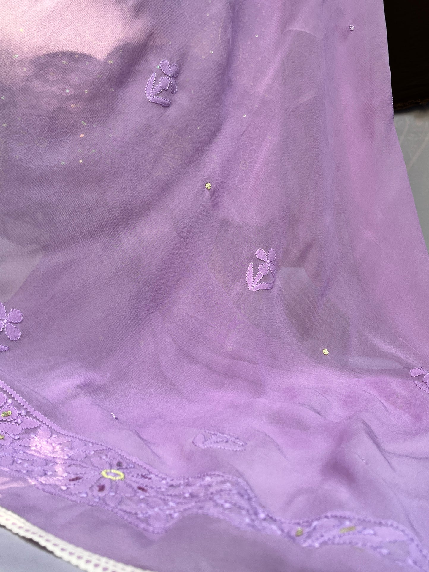 Lavender Georgette Straight Kurta Set