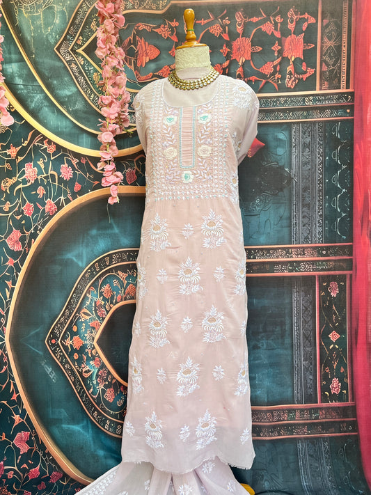 Pure Unstitched Cotton Chikankari Kurta