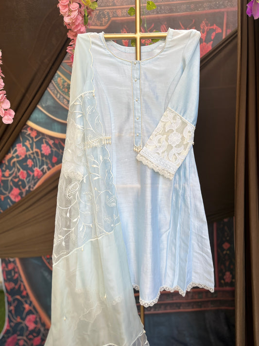 Sky-blue A-line Anarkali