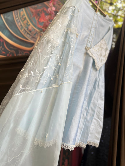 Sky-blue A-line Anarkali