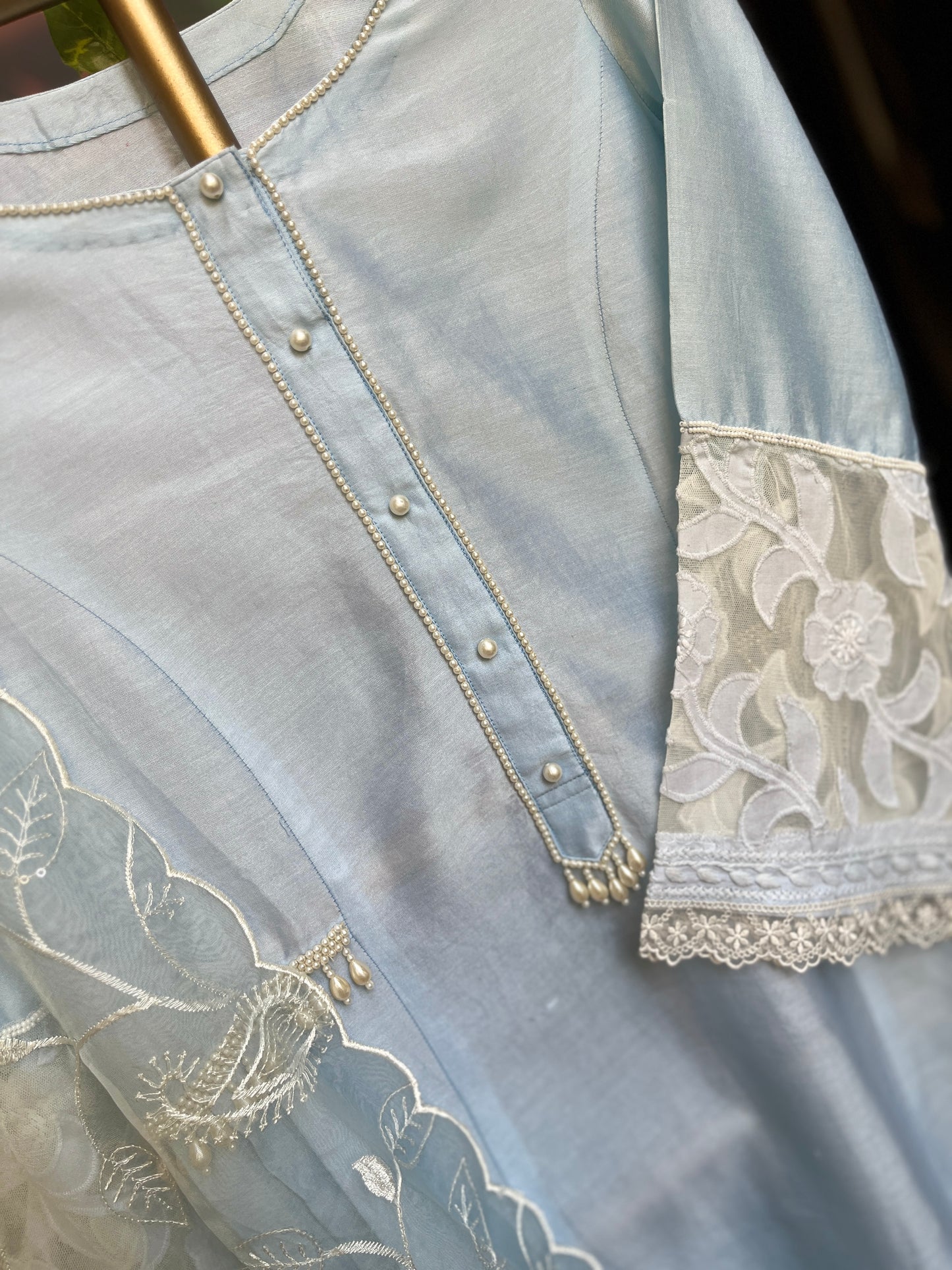 Sky-blue A-line Anarkali