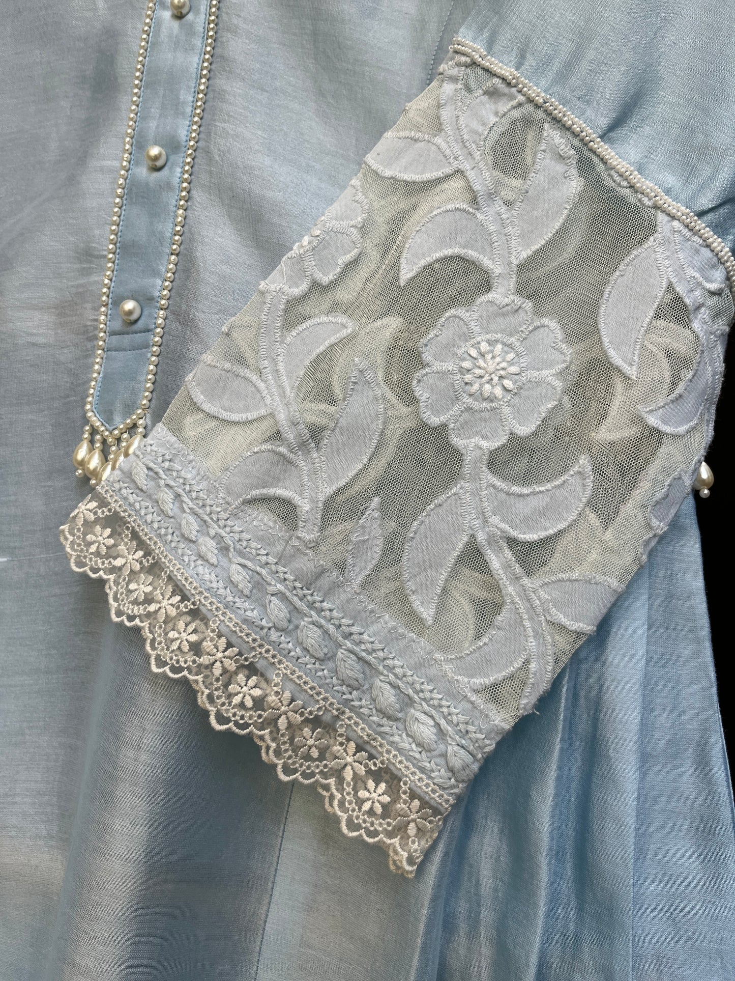 Sky-blue A-line Anarkali