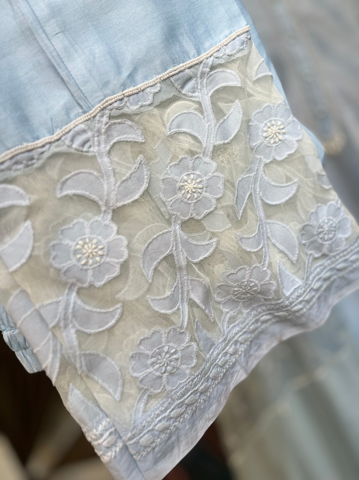 Sky-blue A-line Anarkali