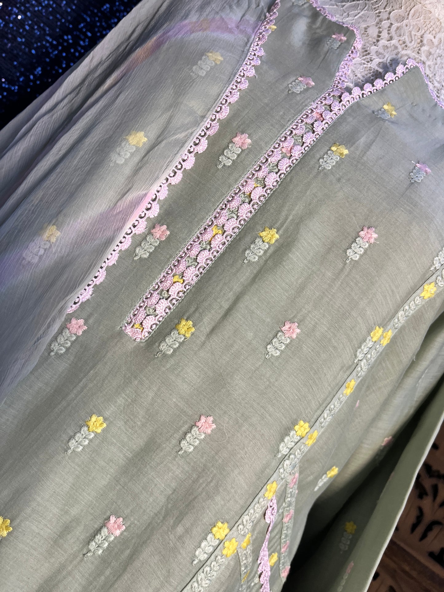 Pista green short kurta set