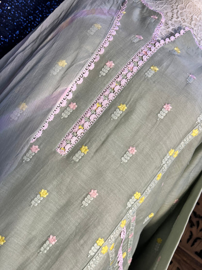 Pista green short kurta set