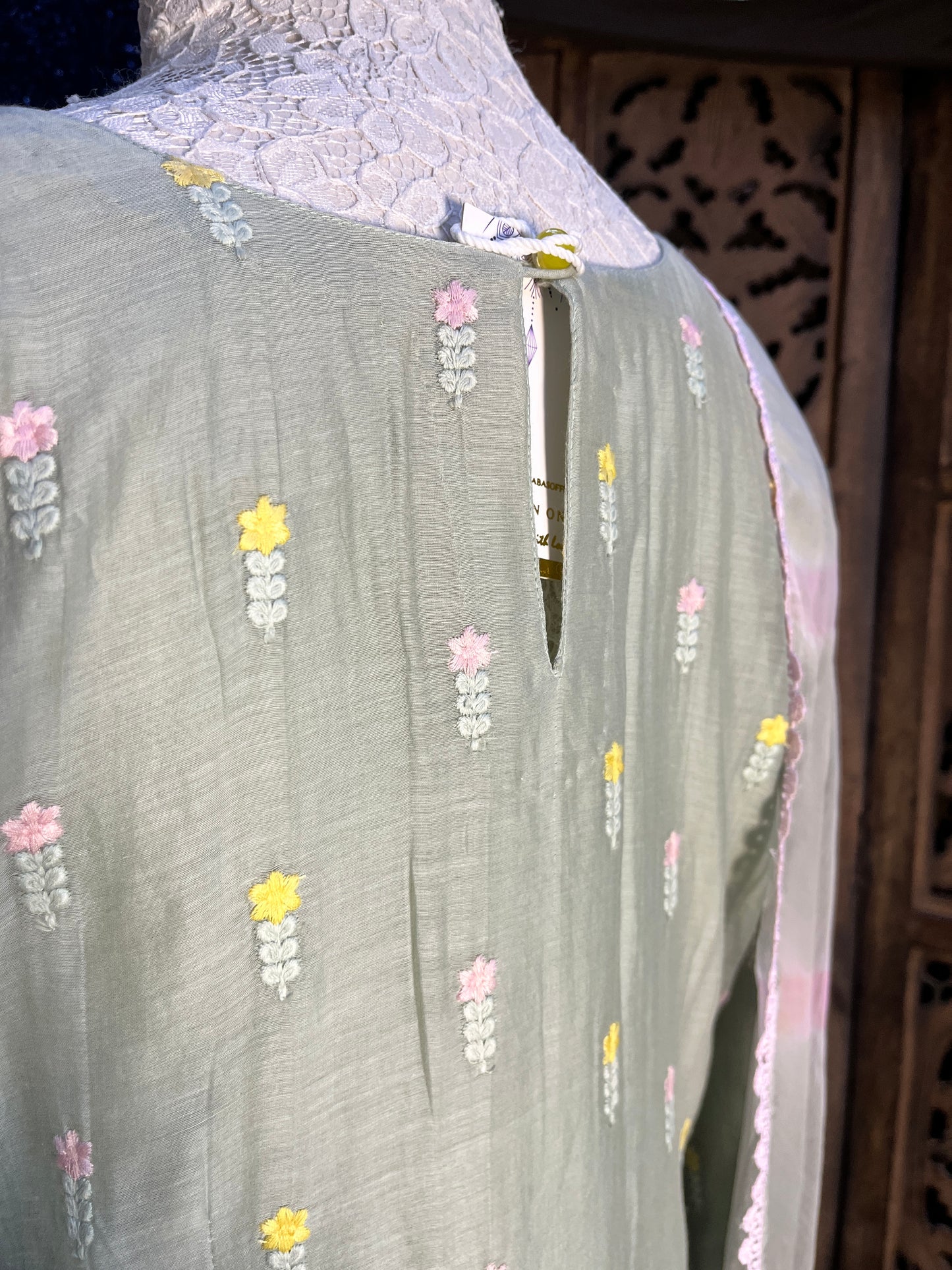 Pista green short kurta set