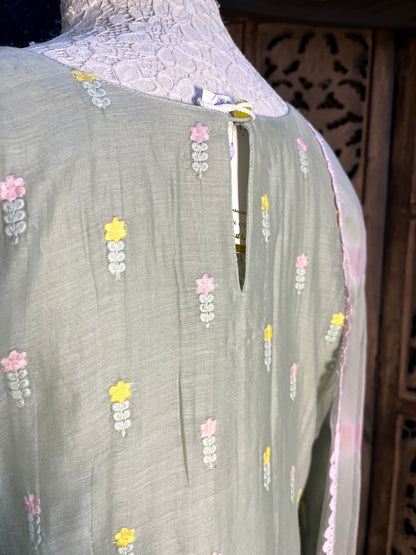 Pista green short kurta set