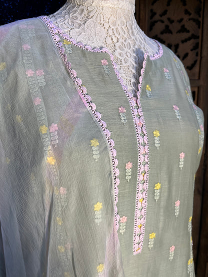 Pista green short kurta set