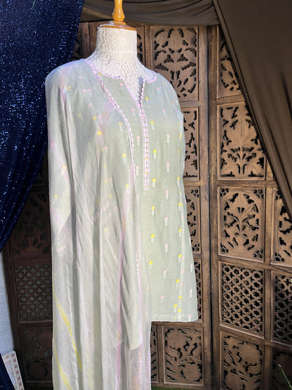 Pista green short kurta set