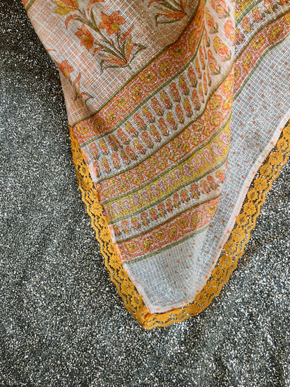 Orange floral printed kurta set