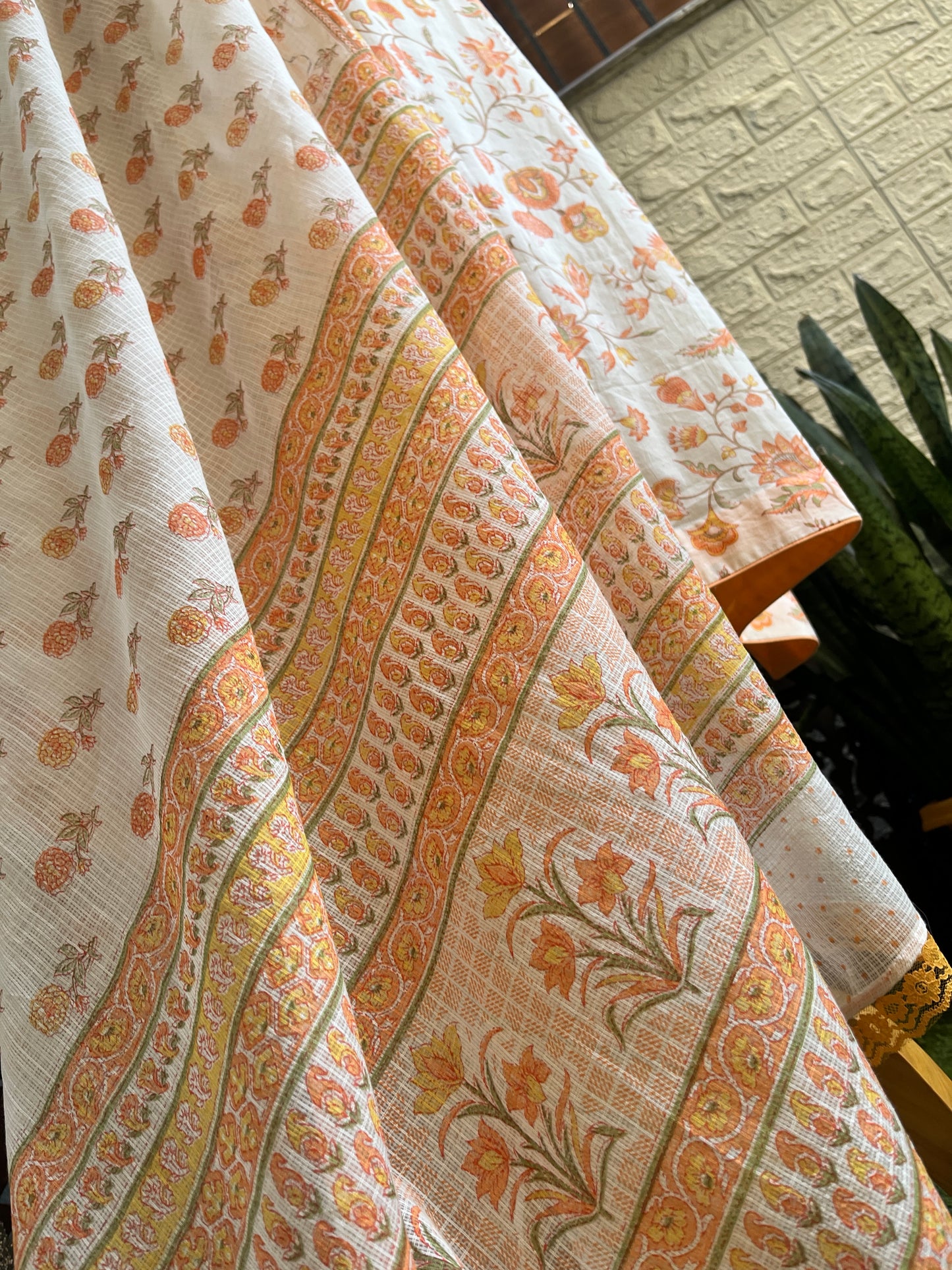 Orange floral printed kurta set