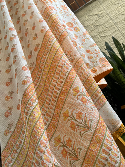 Orange floral printed kurta set
