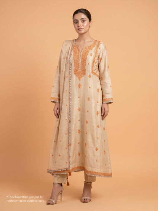 A Line Suit with Organza Dupatta