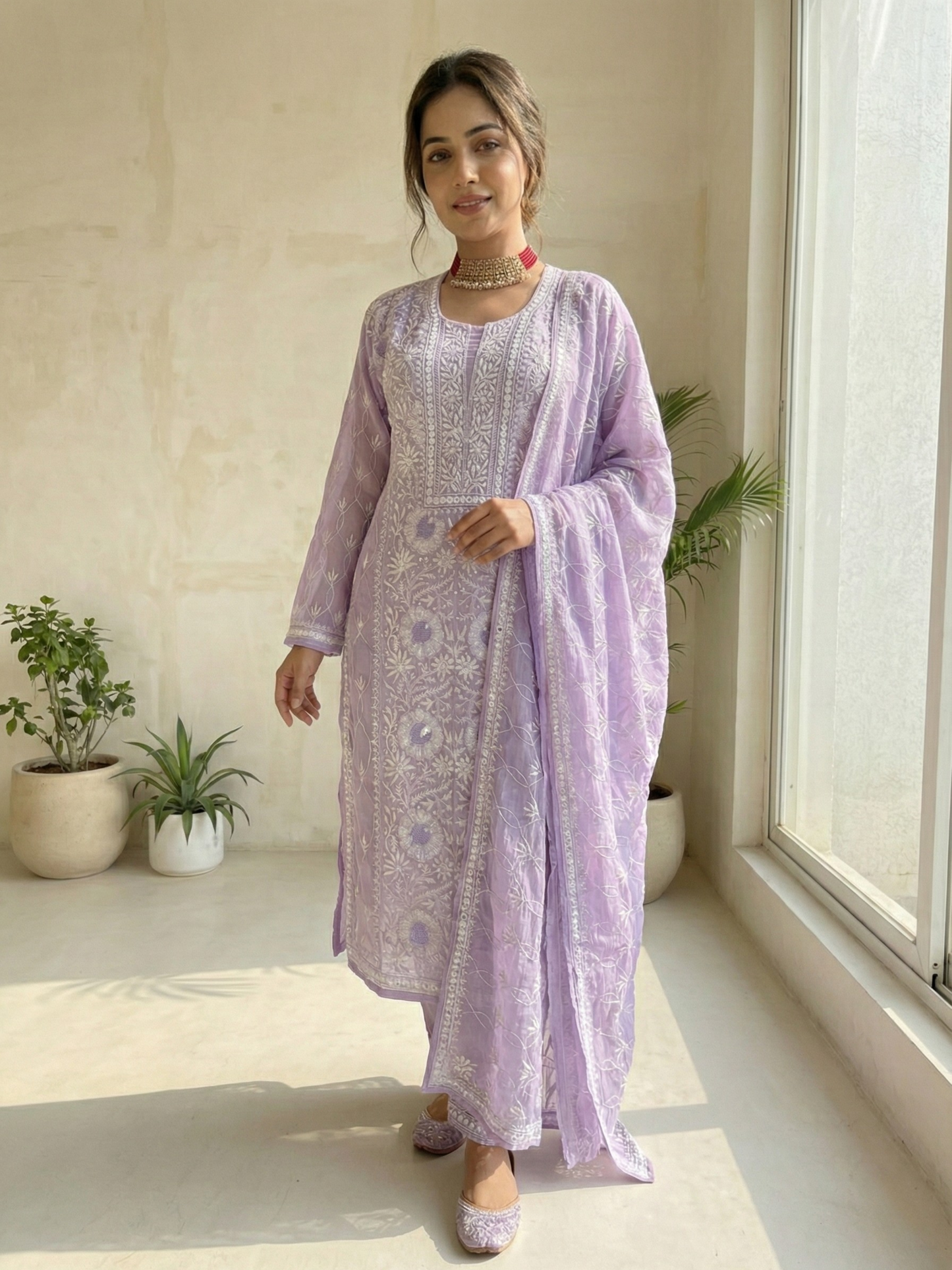 straight kurta set with heavy dupatta
