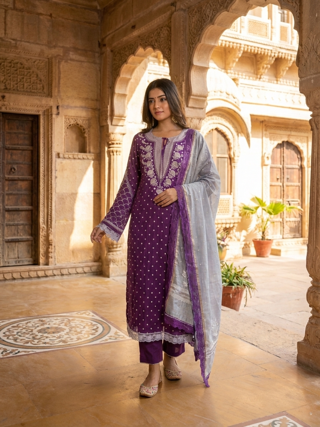 Ensemble Kurta Dupatta en mulmul