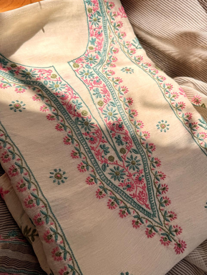 Linen Suits with delicate Do Taar Chikankari embroidery