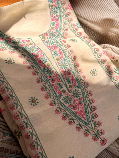 Linen Suits with delicate Do Taar Chikankari embroidery