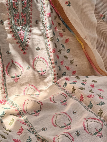Linen Suits with delicate Do Taar Chikankari embroidery