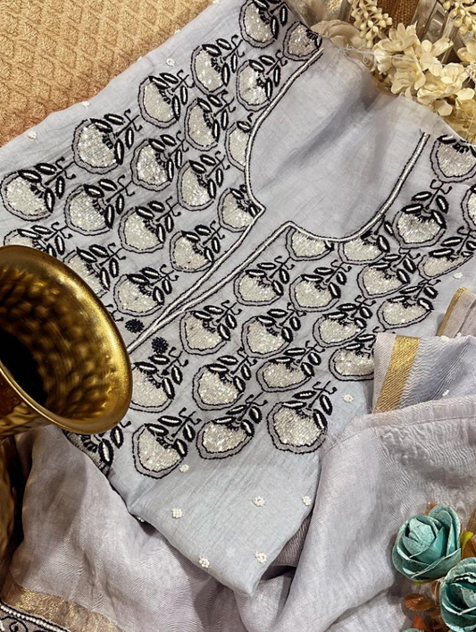 Subtle Sophistication – Mulmul Motif Ensemble with Pearl & Cutdana Accents