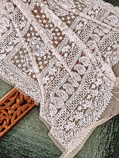 Softest Net Fabric Saree with Superfine Chikankari