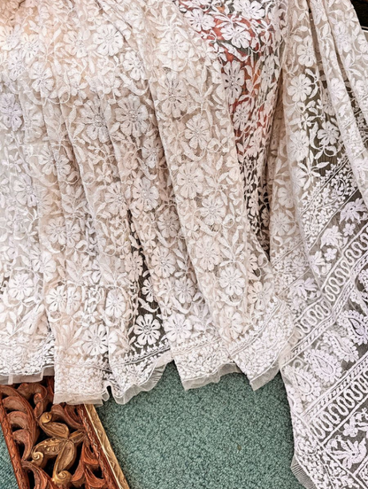 Softest Net Fabric Saree with Superfine Chikankari