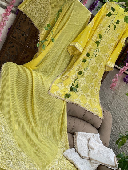 Mulmul Chanderi kurta dupatta set