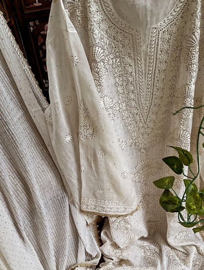 Mulmul Chanderi kurta dupatta set
