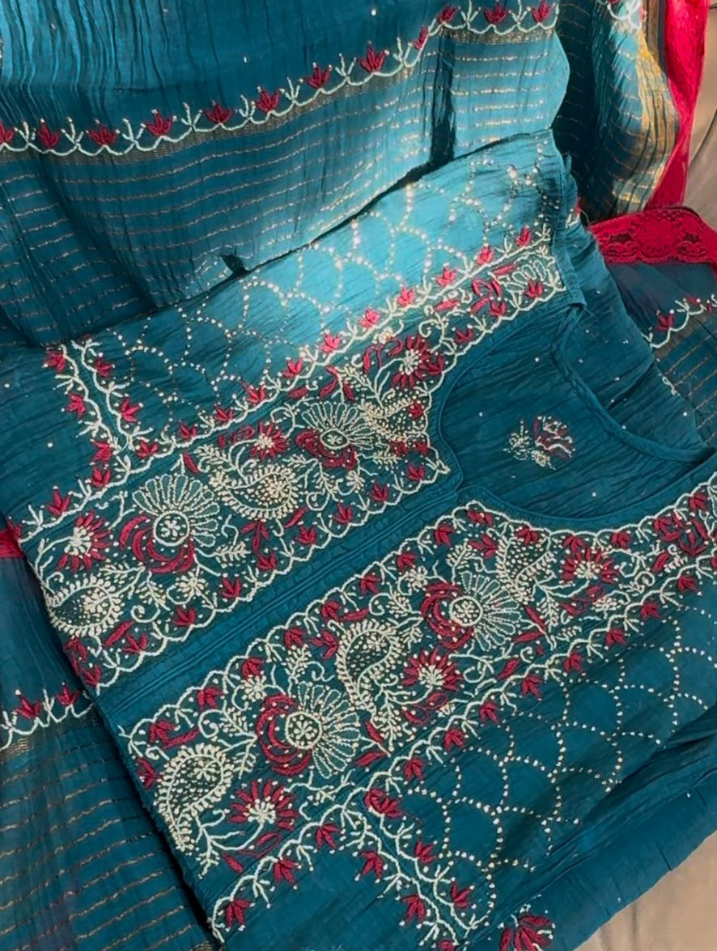 Semi Stitched A-Line anarkali  and Dupatta