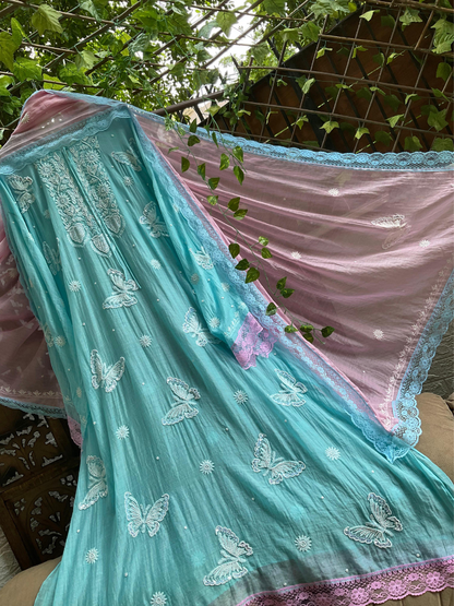Pure Mulmul Kurta Dupatta Set with Cotton Bottom