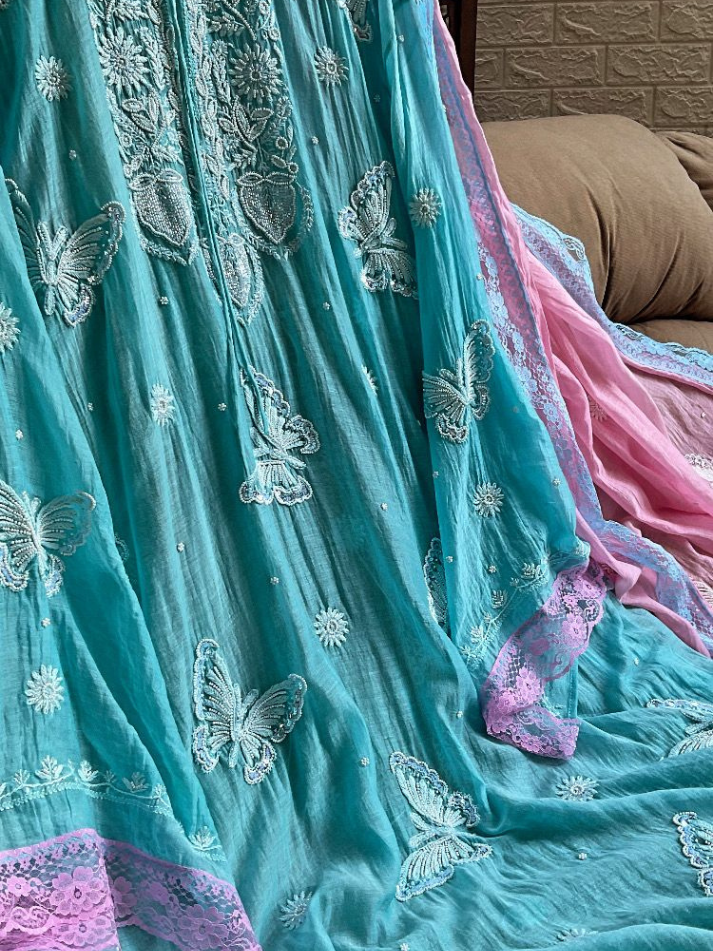 Pure Mulmul Kurta Dupatta Set with Cotton Bottom